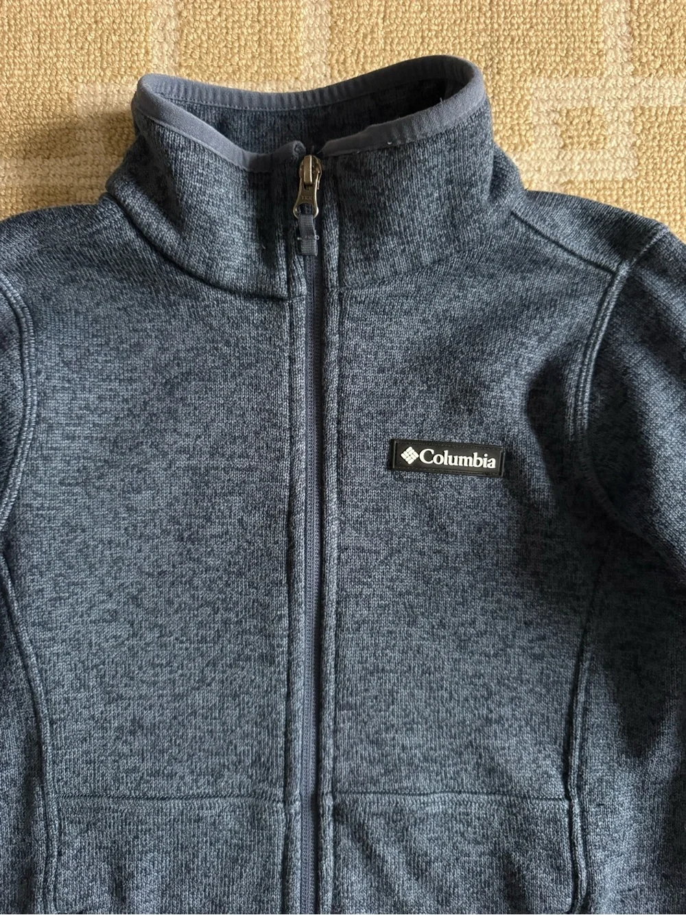 Columbia Better Sweater Style Fleece Jacket Heathered Navy Kids Medium 10/12